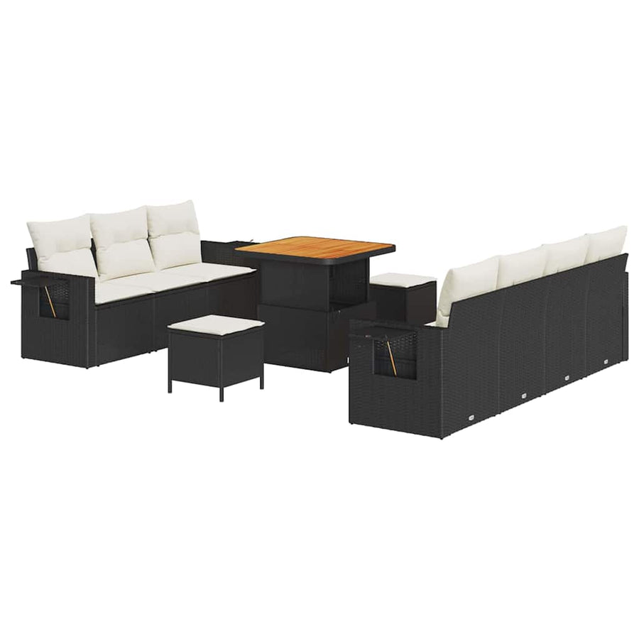 Tuin Sofa Set 10 pcs Zwart poly rattan