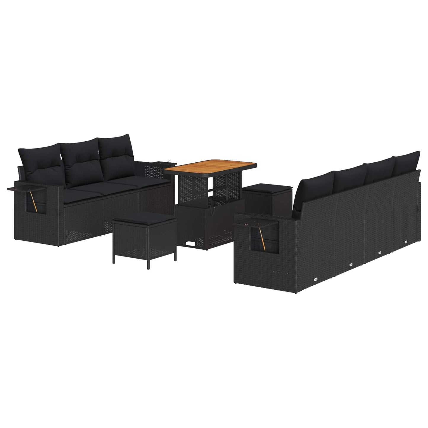 Tuin Sofa Set met kussen 10 pcs Zwart poly rattan