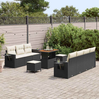 Tuin Sofa Set met kussen 10 pcs Zwart poly rattan