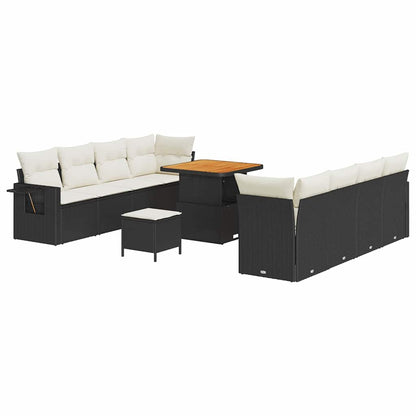 Tuin Sofa Set met opslag 11 pcs Zwart Poly riet