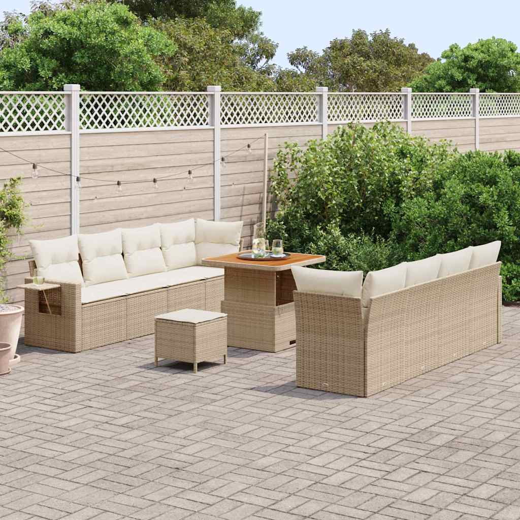 Tuin Sofa Set met opslag 11 pcs Beige Poly riet