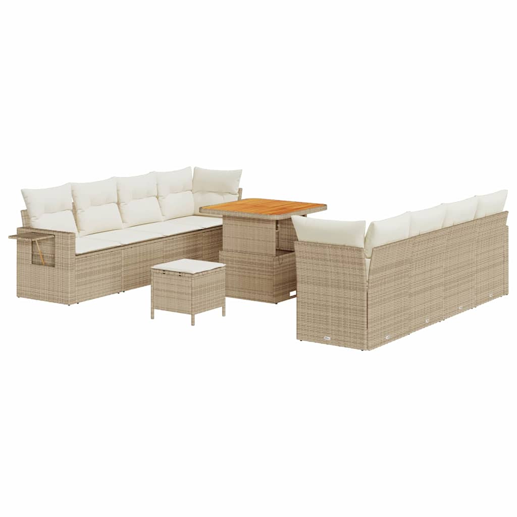 Tuin Sofa Set met opslag 11 pcs Beige Poly riet