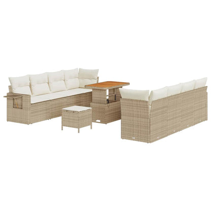 Tuin Sofa Set met kussen 11 pcs Beige Poly riet