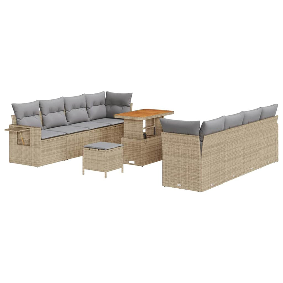 Tuin Sofa Set met kussen 11 pcs Beige Poly riet