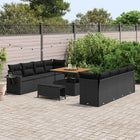 Tuinset poly riet 11-delig zwart met kussens