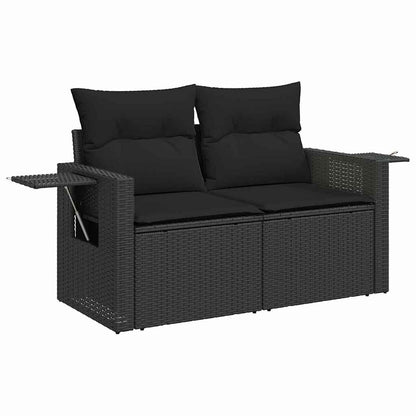 Tuin Sofa Set met kussen met opslag met kussen 11 pcs Zwart Poly riet