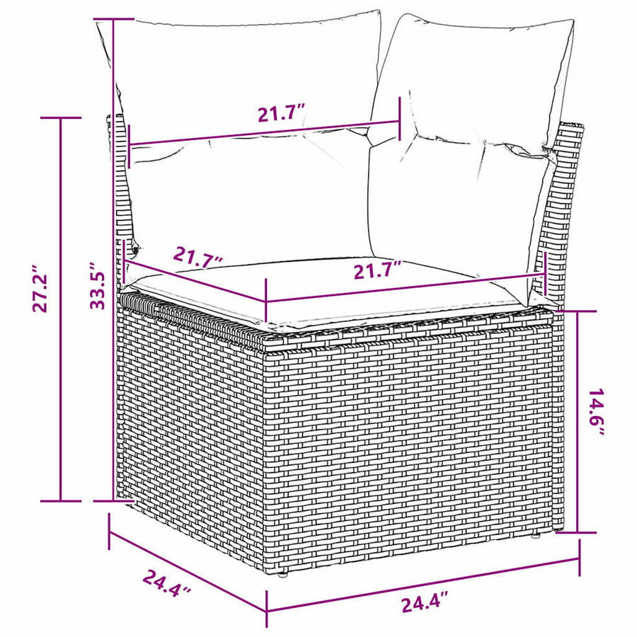 Tuin Sofa Set met kussen met opslag met kussen 11 pcs Zwart Poly riet