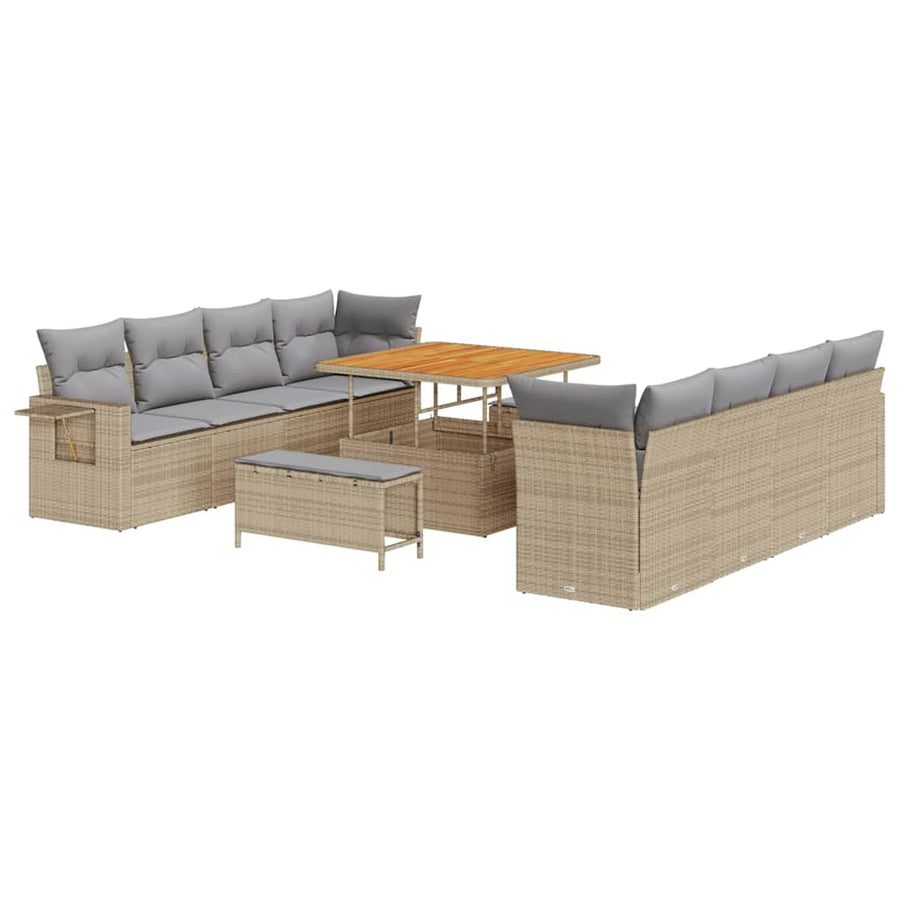 Tuin Sofa Set met kussen 11 pcs Beige Poly riet
