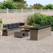 Tuin Sofa Set met opslag 11 pcs Grijs Poly riet