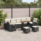 Tuinset poly rattan 10-delig zwart