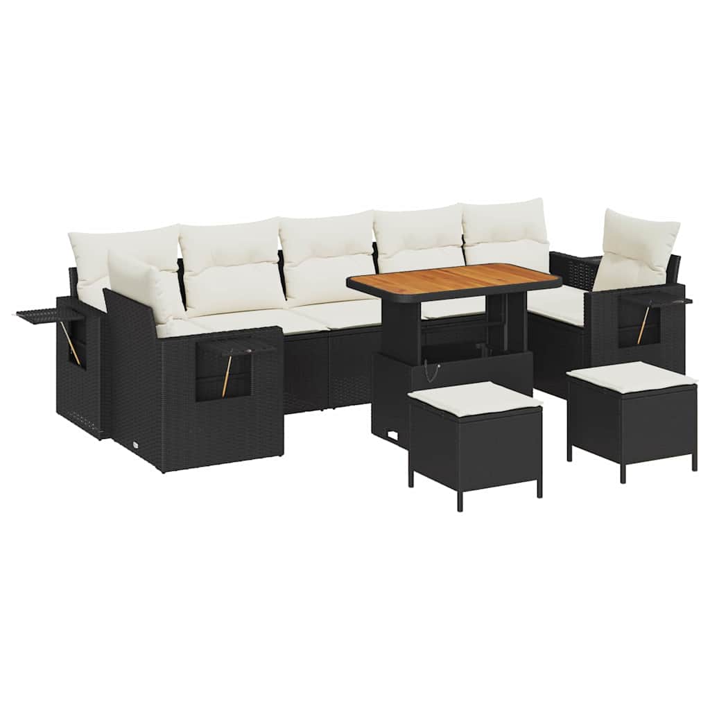 Tuin Sofa Set 10 pcs Zwart poly rattan