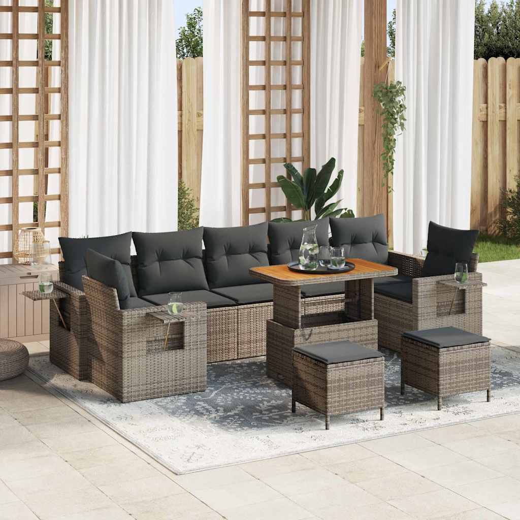 Tuin Sofa Set met kussen 10 pcs Grijs poly rattan