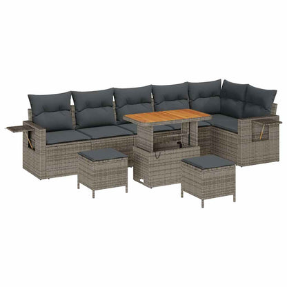 Tuinbankenset 9 pcs Grijs poly rattan