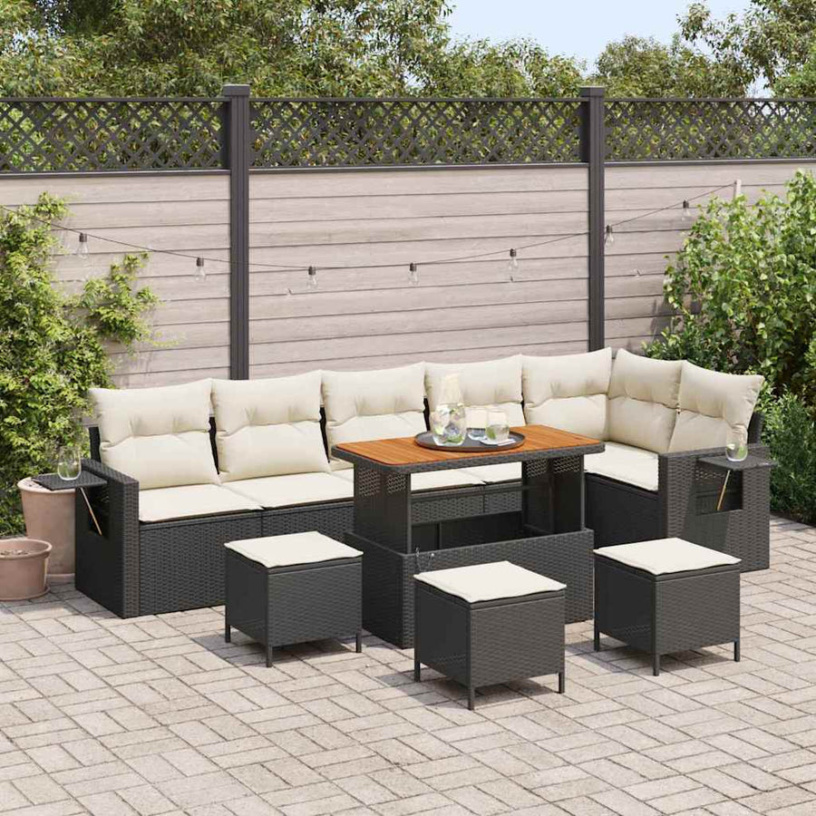 Tuinbankenset 10 pcs Zwart poly rattan