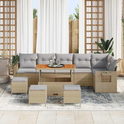 Tuinbankenset 10 pcs Beige poly rattan