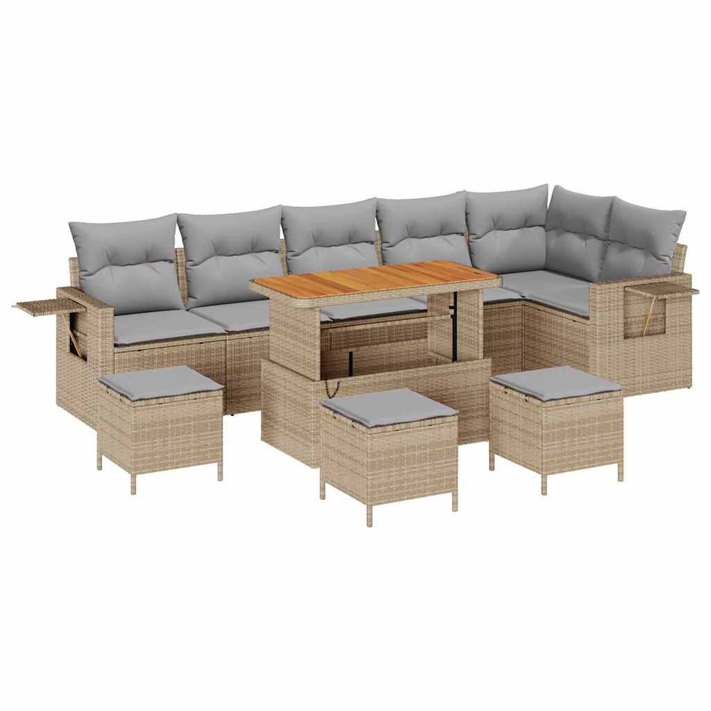 Tuinbankenset 10 pcs Beige poly rattan