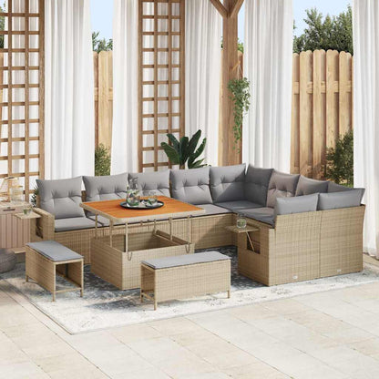 Tuinbankenset 12 pcs Beige poly rattan