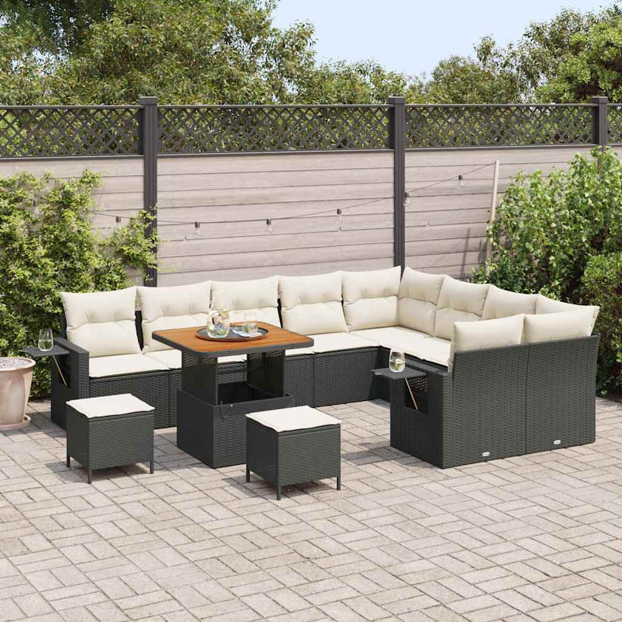 Tuinbankenset 12 pcs Zwart poly rattan