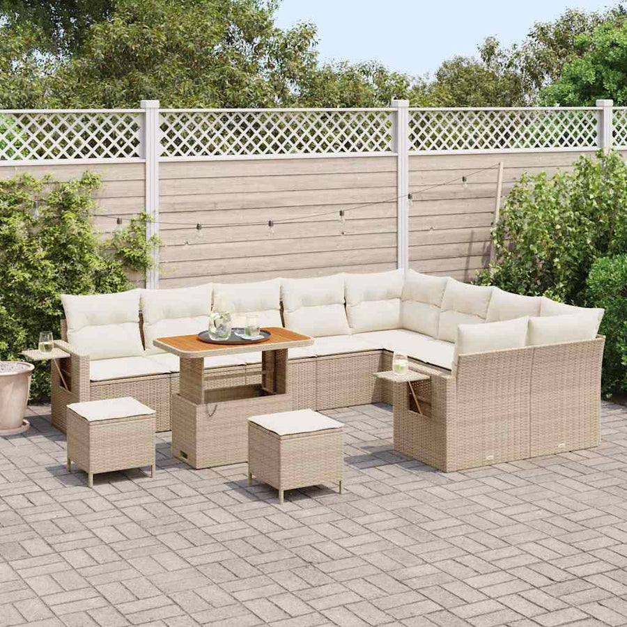 Tuinbankenset 12 pcs Beige poly rattan
