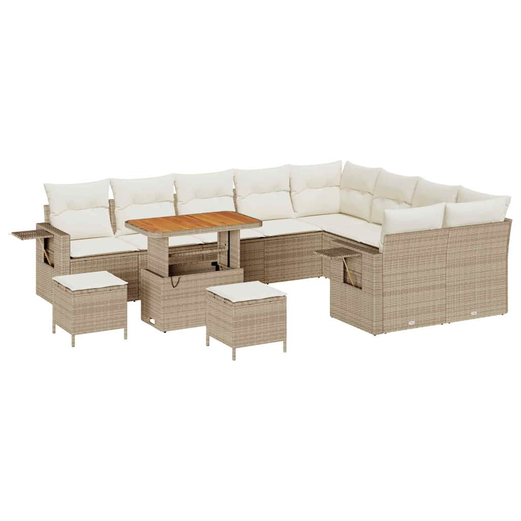 Tuinbankenset 12 pcs Beige poly rattan