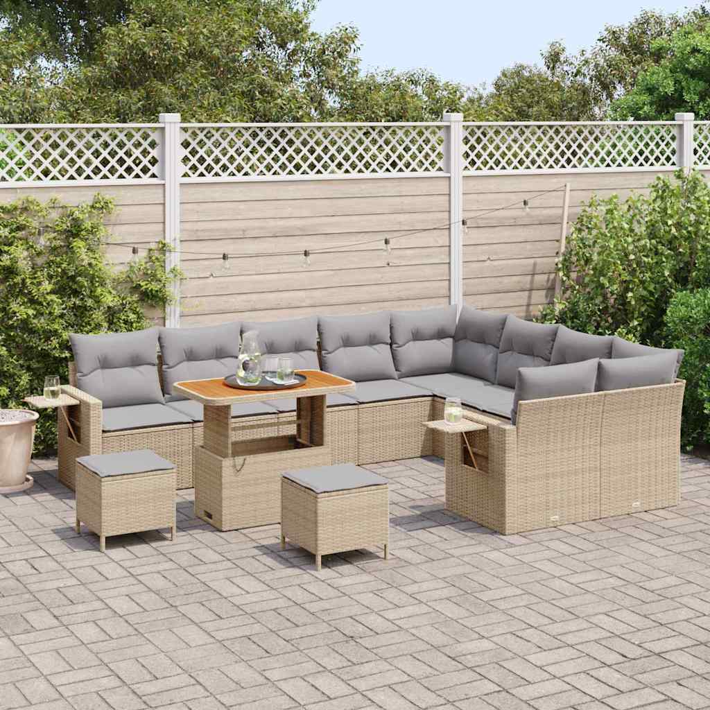 Tuinbankenset 12 pcs Beige poly rattan