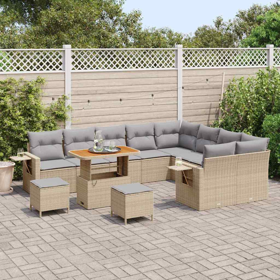Tuinbankenset 12 pcs Beige poly rattan