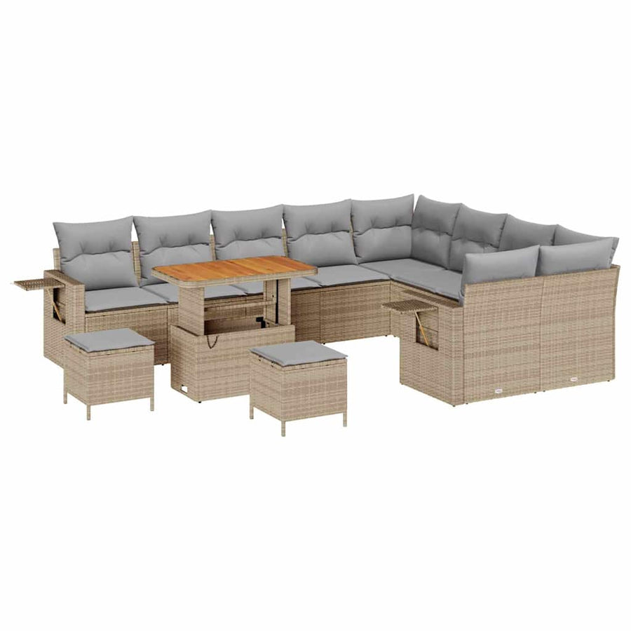 Tuinbankenset 12 pcs Beige poly rattan