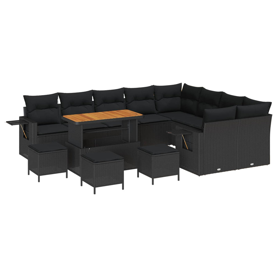 Tuinbankenset 13 pcs Zwart poly rattan