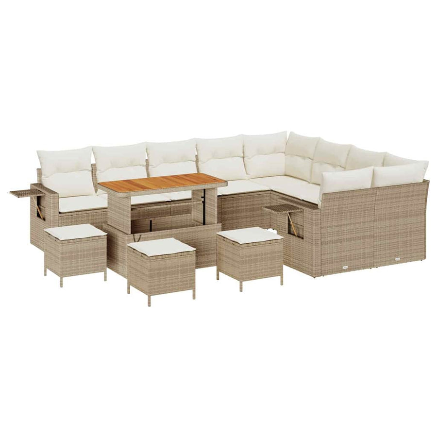 Tuinbankenset 13 pcs Beige poly rattan
