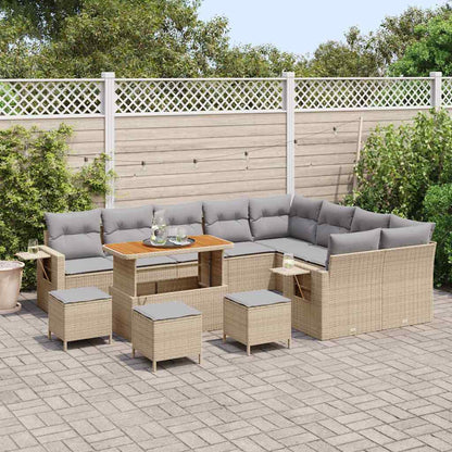 Tuinbankenset 13 pcs Beige poly rattan