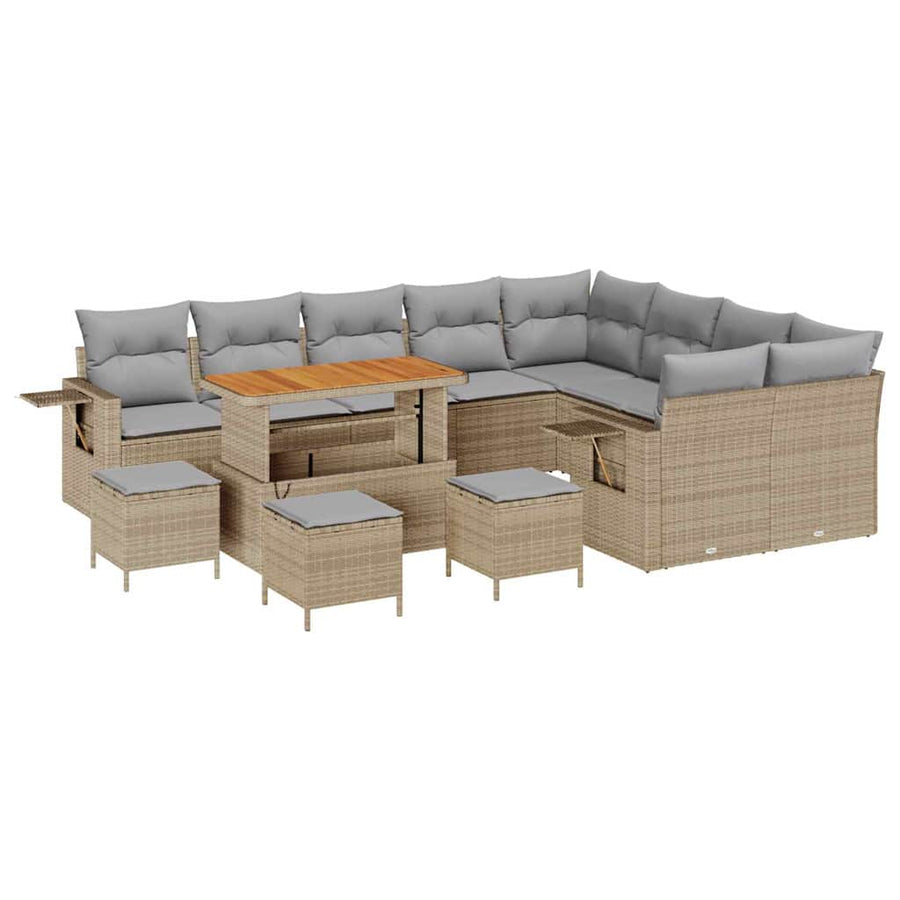 Tuinbankenset 13 pcs Beige poly rattan