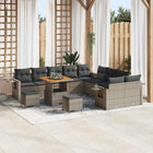 Garden Bench Set 13 pcs Grey poly rattan