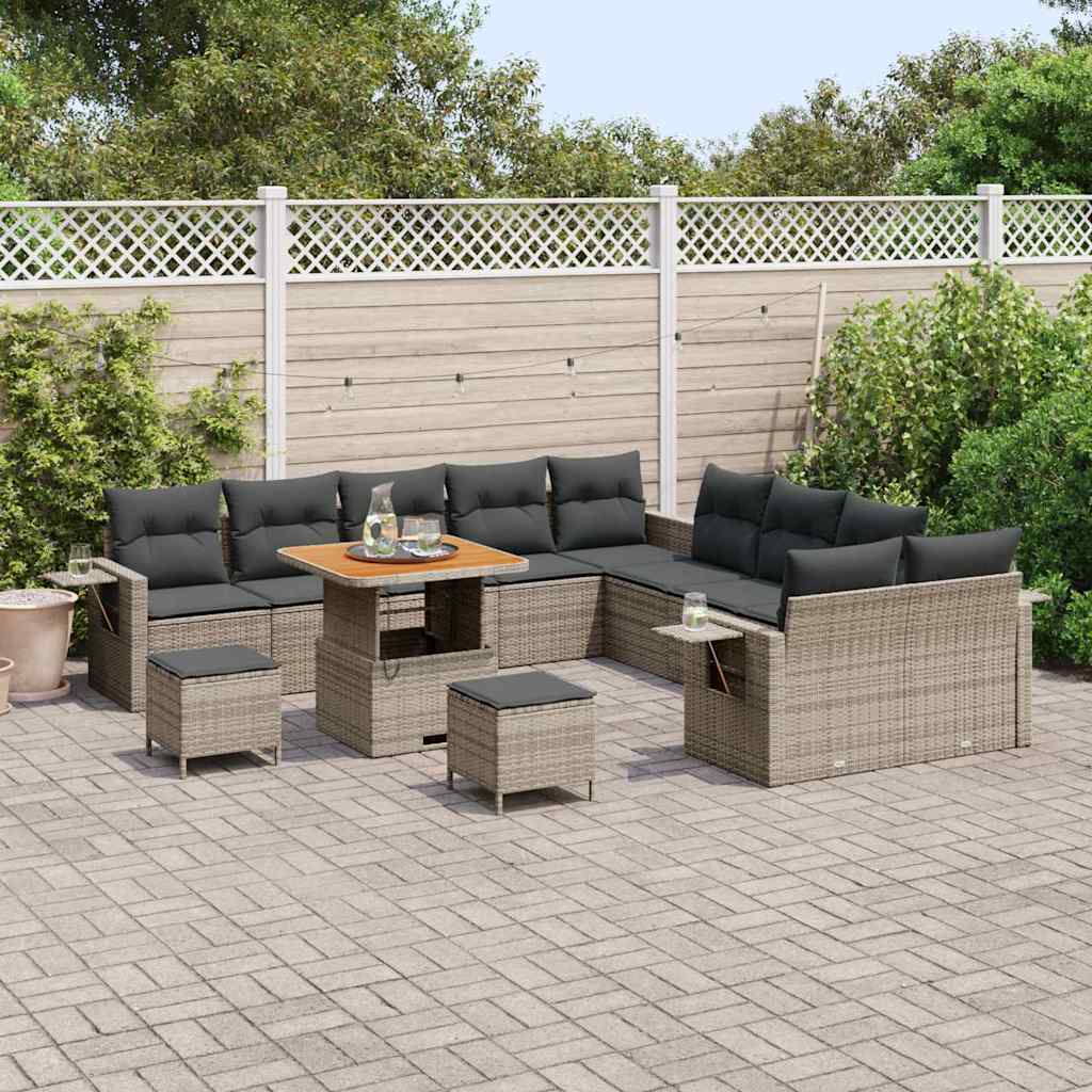 Tuinbankenset 13 pcs Grijs poly rattan