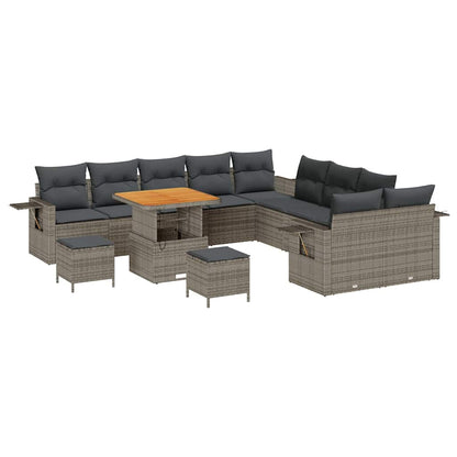 Tuinbankenset 13 pcs Grijs poly rattan