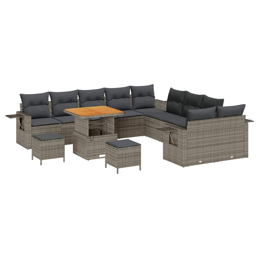 Tuinbankenset 13 pcs Grijs poly rattan