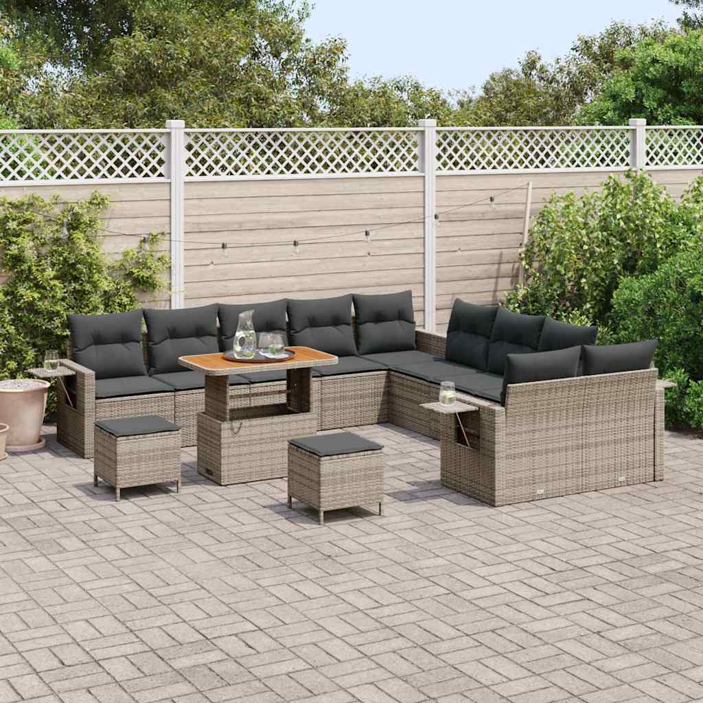 Tuinbankenset 13 pcs Grijs poly rattan
