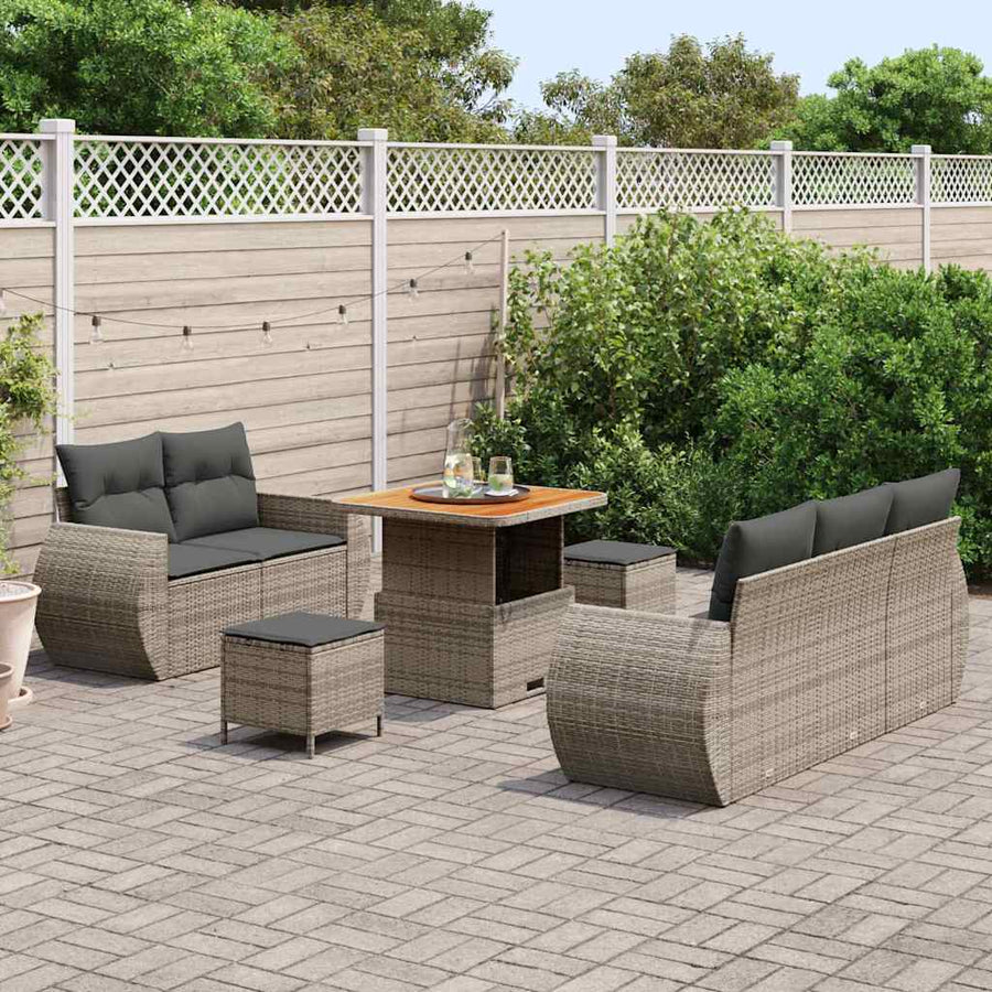 Tuinbankenset 8 pcs Grijs poly rattan