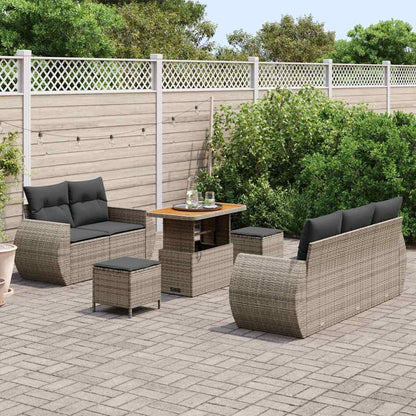 Tuinbankenset 8 pcs Grijs poly rattan
