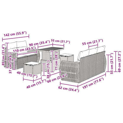 Tuinbankenset 8 pcs Grijs poly rattan