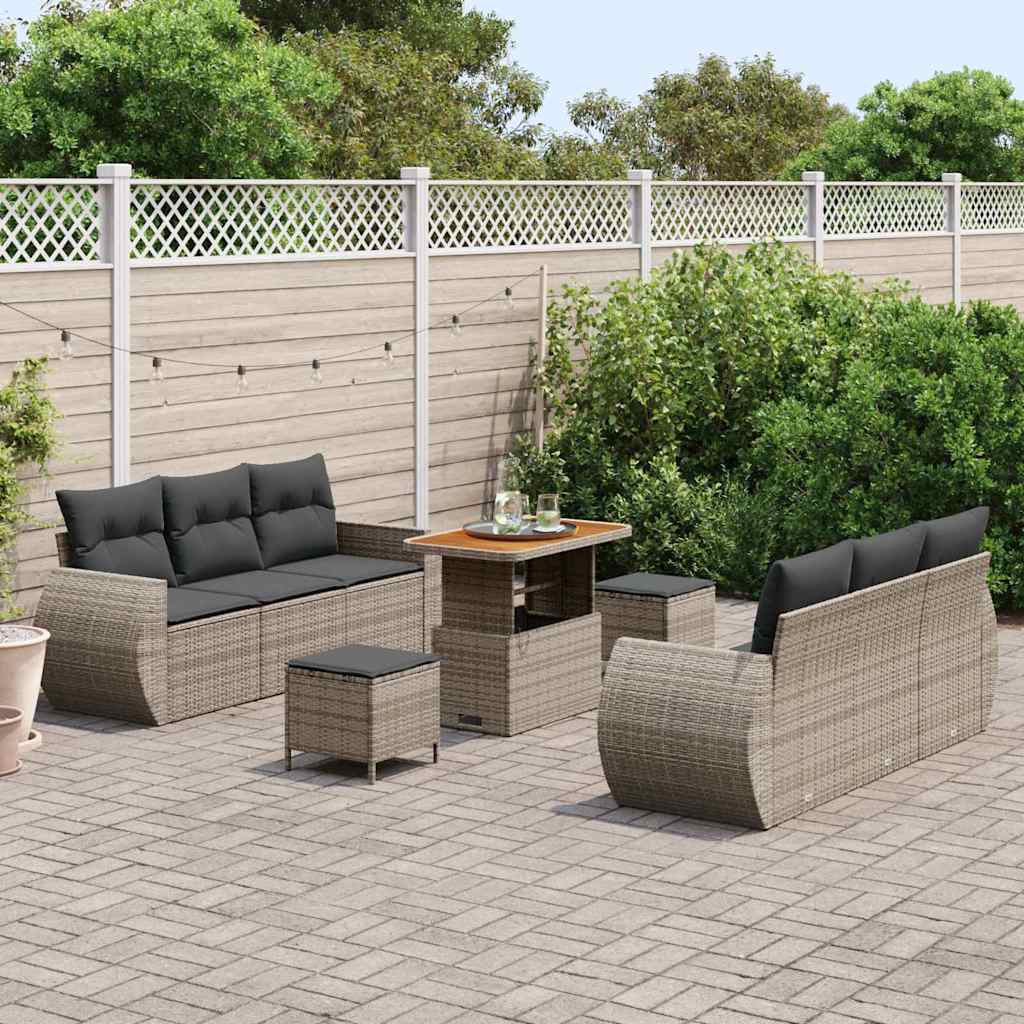 Tuin Sofa Set 9 pcs Grijs poly rattan