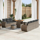Tuinbank set poly rattan grijs 252x62x85 cm 9 personen
