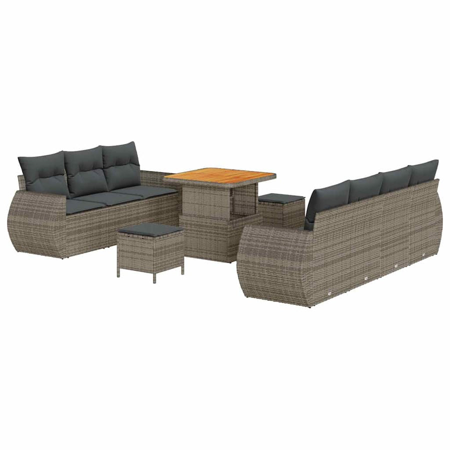 Tuin Sofa Set met kussen met opslag 10 pcs Grijs poly rattan
