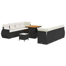 Tuin Sofa Set met kussen met opslag 11 pcs Zwart poly rattan