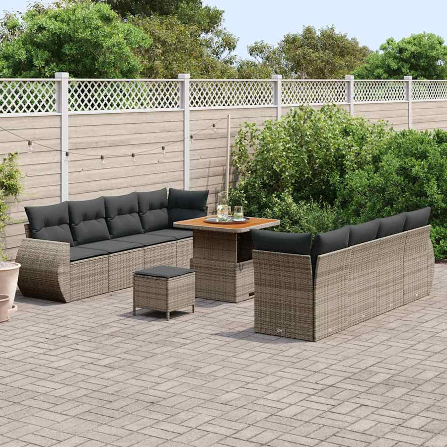 Tuin Sofa Set met kussen met opslag 11 pcs Grijs poly rattan