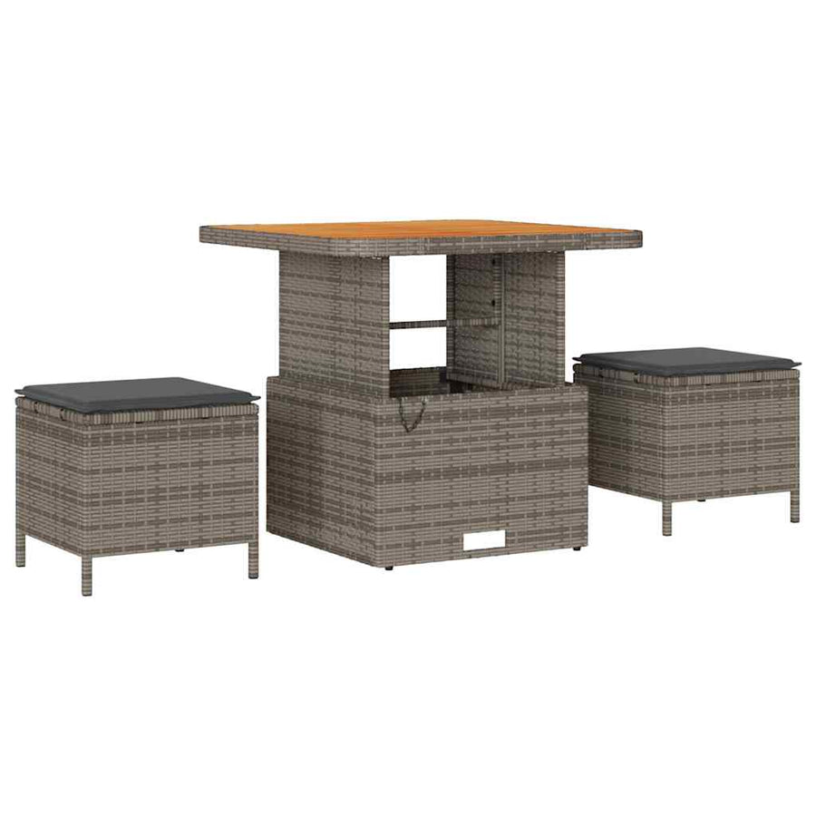 Tuin Sofa Set met kussen met opslag 11 pcs Grijs poly rattan