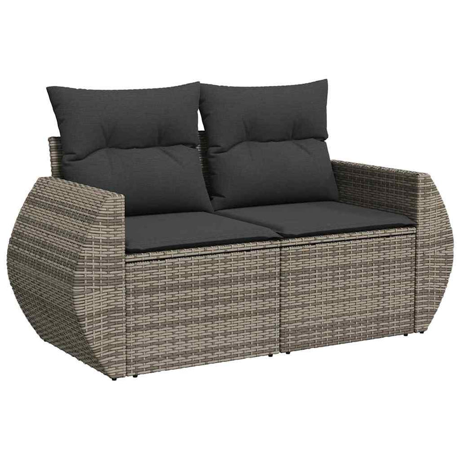 Tuin Sofa Set met kussen met opslag 11 pcs Grijs poly rattan