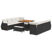 Tuin Sofa Set met kussen met opslag 11 pcs Zwart poly rattan