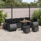 Tuinset poly rattan zwart 9 zitplaatsen