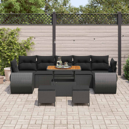 Tuinbankenset 10 pcs Zwart poly rattan