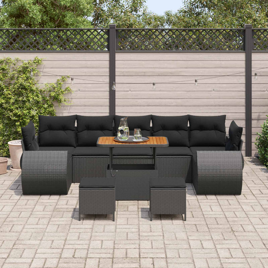 Tuinbankenset 10 pcs Zwart poly rattan